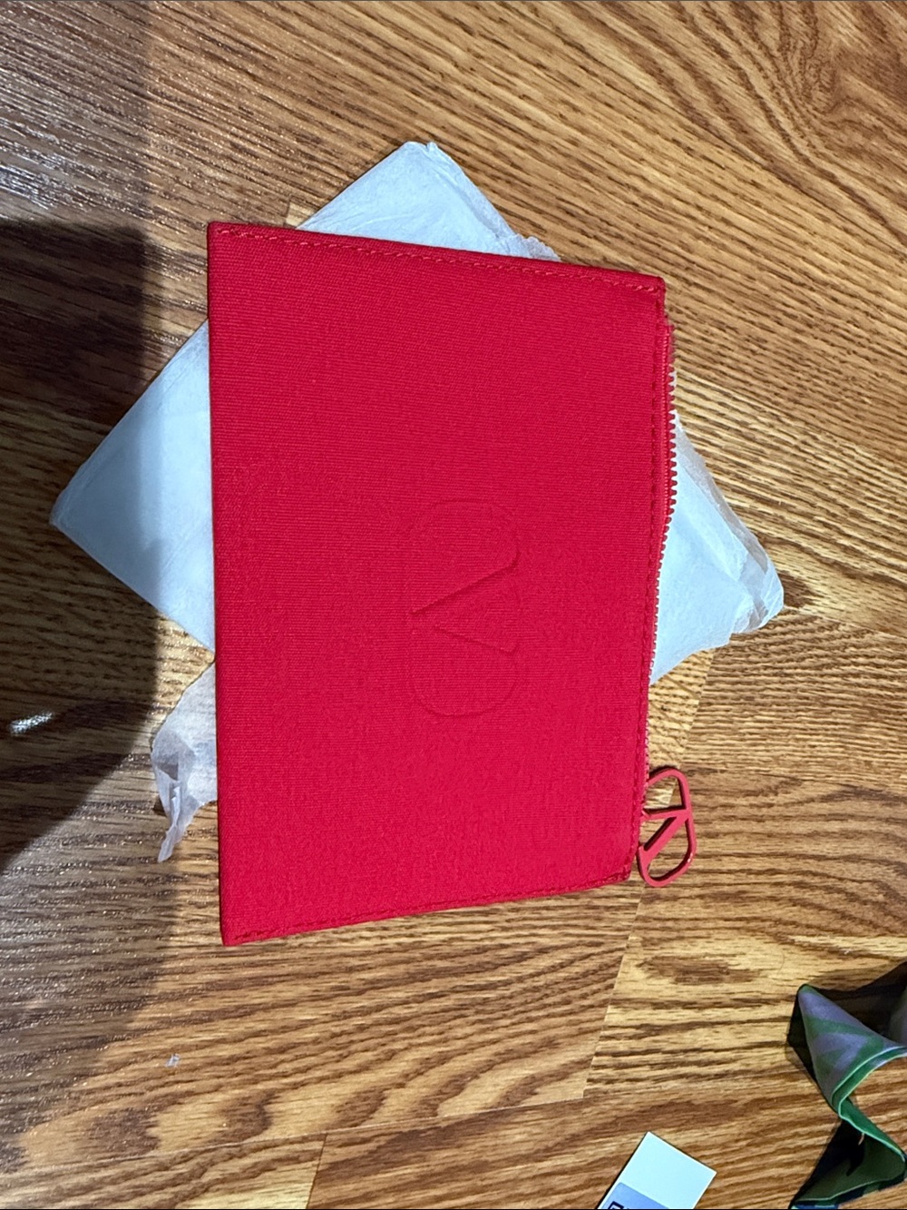 Valentino Red Zipper Tablet Sleeve with Logo Pull
